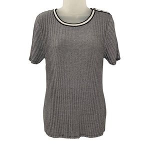 St. John Short Sleeve Ribbed Knit Top